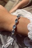 Laundry B Free Spirit Stretch Stacker Bracelet Moon Stone Loop Link Silver Blue